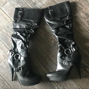 Guess Knee High Black High Heel Boots